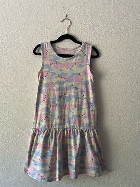 Hello Kitty Sanrio Girls 7/8 Dress Pastel Camo Cat Print Sleeveless